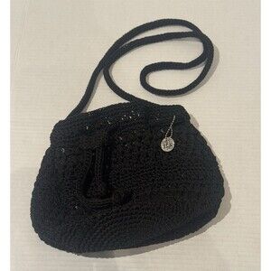 Women's The Sak Black Crochet Shoulder Bag One Size Hobo Bucket Bag Purse NWOT